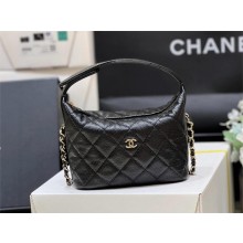 chanel black BUCKET BAG in grained leather AP4386 2025(original quality)