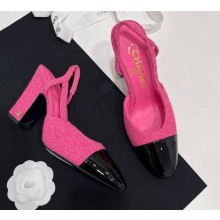 Chanel Heel 9cm Slingbacks G45509 Tweed fuchsia 2024