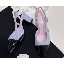 Chanel Heel 6.5cm Slingbacks G31318 Tweed purple 2024