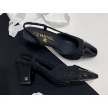 Chanel Heel 6.5cm Slingbacks G31318 Tweed black 2024