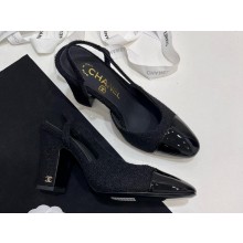 Chanel Heel 9cm Slingbacks G45509 Tweed black 2024