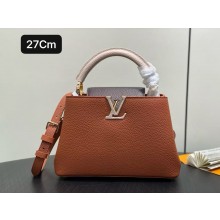 LOUIS VUITTON Capucines BB bag IN Taurillon leather M12956 Tan Brown/Chocolate Brown/Galet Brown/Gray 2025