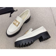 Chanel Calfskin & Metal Moccasins G45156 WHITE 2023
