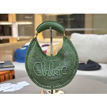 chloe Summer Banana raffia-effect shoulder bag green 2025