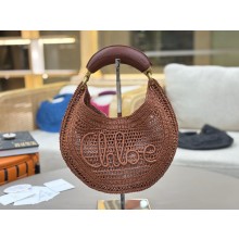 chloe Summer Banana raffia-effect shoulder bag brown 2025