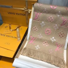 louis vuitton logomania scarf beige with pink stripe 2019