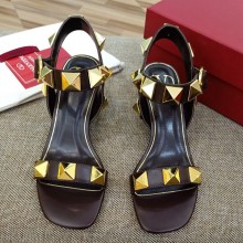 VALENTINO GARAVANI 6CM HEEL Roman Stud SANDALS Grape 2021