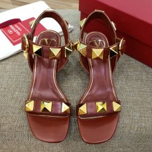VALENTINO GARAVANI 6CM HEEL Roman Stud SANDALS Burgundy 2021