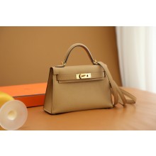 Hermes Mini Kelly II Handbag in original epsom leather chai with gold hardware(handmade)