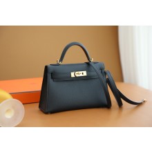 Hermes Mini Kelly II Handbag in original epsom leather black with gold hardware(handmade)