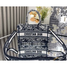 Dior Mini Dior Book Tote Bag with Strap in blue Toile de Jouy Reverse Embroidery 2024