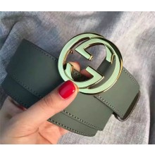 Gucci Leather belt with interlocking G green