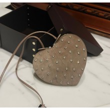 Alaia Le Cœur Heart Bag with drill in Suede leather Grey 1022-2024 