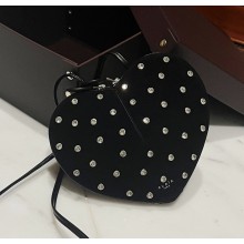 Alaia Le Cœur Heart Bag with drill in Suede leather black 1022-2024 
