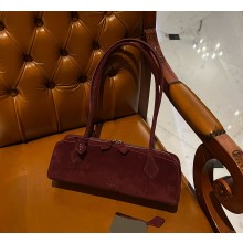 Alaia Le Tecket Medium Shoulder bag in Suede leather Burgundy 2024 