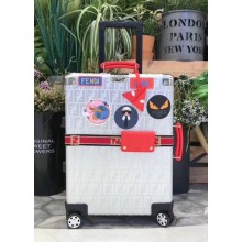Fendi FF Effect Cabin Suitcase Luggage Around Ribbon Red/Silver 2018