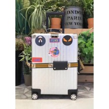 Fendi FF Effect Cabin Suitcase Luggage Around Ribbon Black/Silver 2018