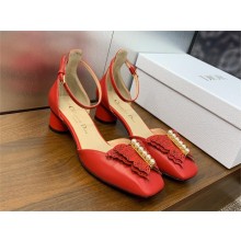 DIOR Amaryllis Red Supple Calfskin and White Resin Pearls Tale Pump spring 2024