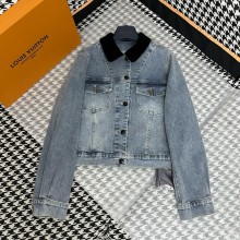 LOUIS VUITTON Velvet Accent Denim Jacket 2024