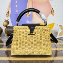 LOUIS VUITTON Rattan and cowhide leather Capucines BB BAG M14366 BLACK 2025