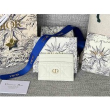 Dior Caro Five-Slot Card Holder in Supple Cannage Calfskin white