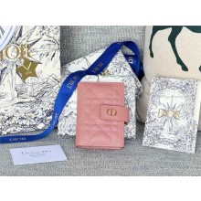 Dior Caro Dandelion Card Holder in pastel pink Supple Cannage Calfskin 2024
