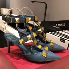 Valentino Heel 8cm Calfskin Roman Stud Pumps Green 2021
