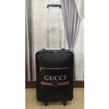 Gucci Grained Leather Logo Print Travel Luggage Black 2018