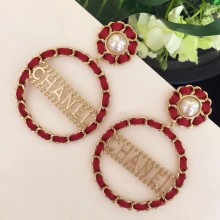 Chanel Band Large Ring Earrings AB0089 Red/Gold 2018