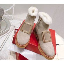 Roger Vivier Buckle Chelsea Ankle Boots  in suede leather with shearling Beige 2024