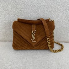 saint laurent MEDIUM COLLEGE BAG in quilted suede CARAMEL 2024 (original quality)