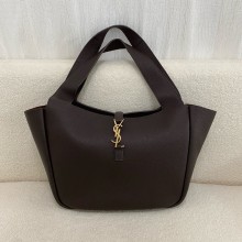 saint laurent le 5 à 7 bea bag in grained leather MARRON FONCE 2024(original quality)