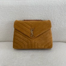saint laurent LOULOU MEDIUM BAG IN QUILTED SUEDE CINNAMON 2024 (original quality)