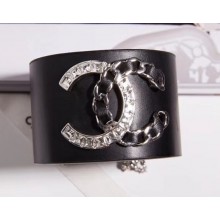 Chanel CC Cuff AB0005 Silver/Black/Crystal 2018