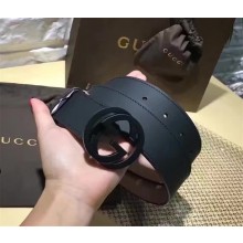 Gucci Leather belt with interlocking G black