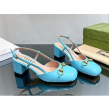 Gucci Women's Horsebit slingback 771601 BLUE 2024