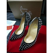 Christian Louboutin Black Glitter Multi Pigalle Spikes  Pumps