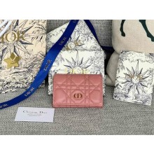 Dior Caro Glycine Wallet in Rose des Vents Supple Cannage Calfskin 2024