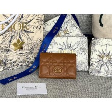 Dior Caro Glycine Wallet in Brown Supple Cannage Calfskin 2024