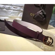 Gucci Leather belt with interlocking G fuchsia