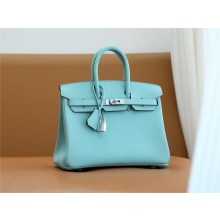 Hermes Birkin 25 In Original EPSOM Leather atoll macaron with silver Hardware (Full Handmade)