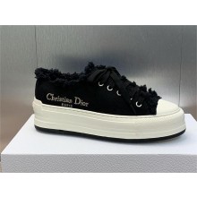 Dior black Fringed Cotton Canvas with Embroideries Walk'n'Dior Platform Sneaker 2024