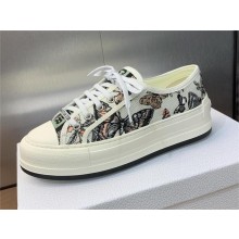 Dior Walk'n'Dior Platform Sneaker in White Multicolor Embroidered Cotton with Toile de Jouy Mexico Motif 2024
