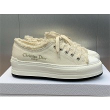 Dior Ecru Fringed Cotton Canvas with Embroideries Walk'n'Dior Platform Sneaker 2024