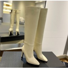 Saint Laurent heel 9.5cm calfskin boots in white 2024