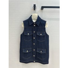 CHANEL DARK BLUE Washed Denim VEST P78764 2025