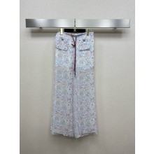 CHANEL Printed Silk Muslin White & Multicolor PANTS P78798 2025
