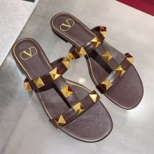 VALENTINO GARAVANI Roman Stud flat SANDALS Brown 2021