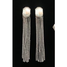 Celine Crystal Tassel Clip-on Earrings Crystal/Silver 2018
