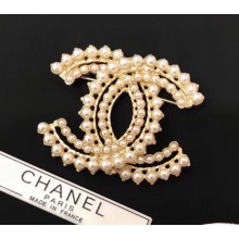 Chanel Beads CC Brooch A58082 Pearly White/Gold 2018